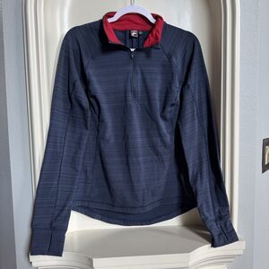 Fila Pullover Quarter Zip Running Sport Jacket Navy and Red Size Large